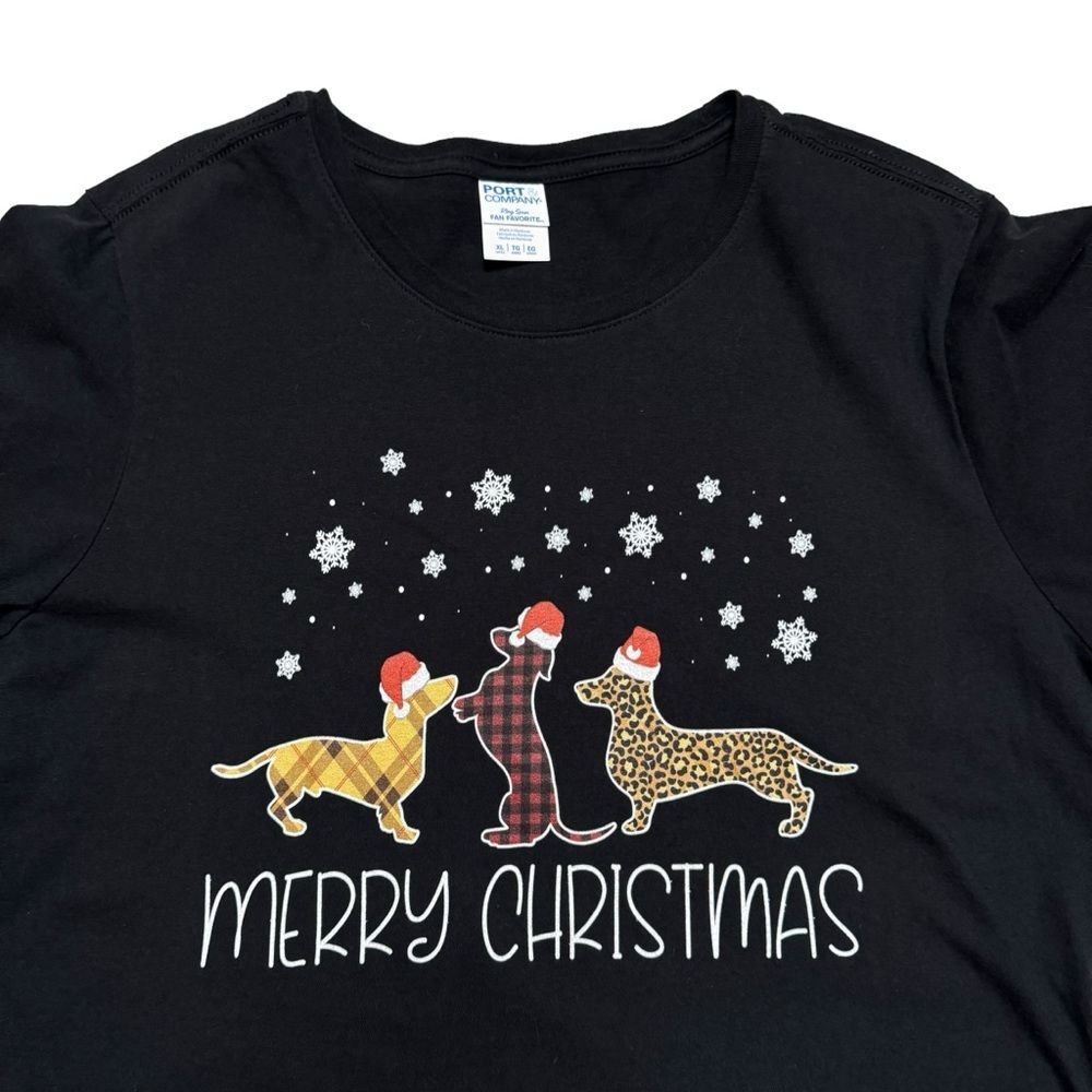 Dachshund Doxie Dog Merry Christmas Cotton T-Shirt Tee Size XL Novelty December